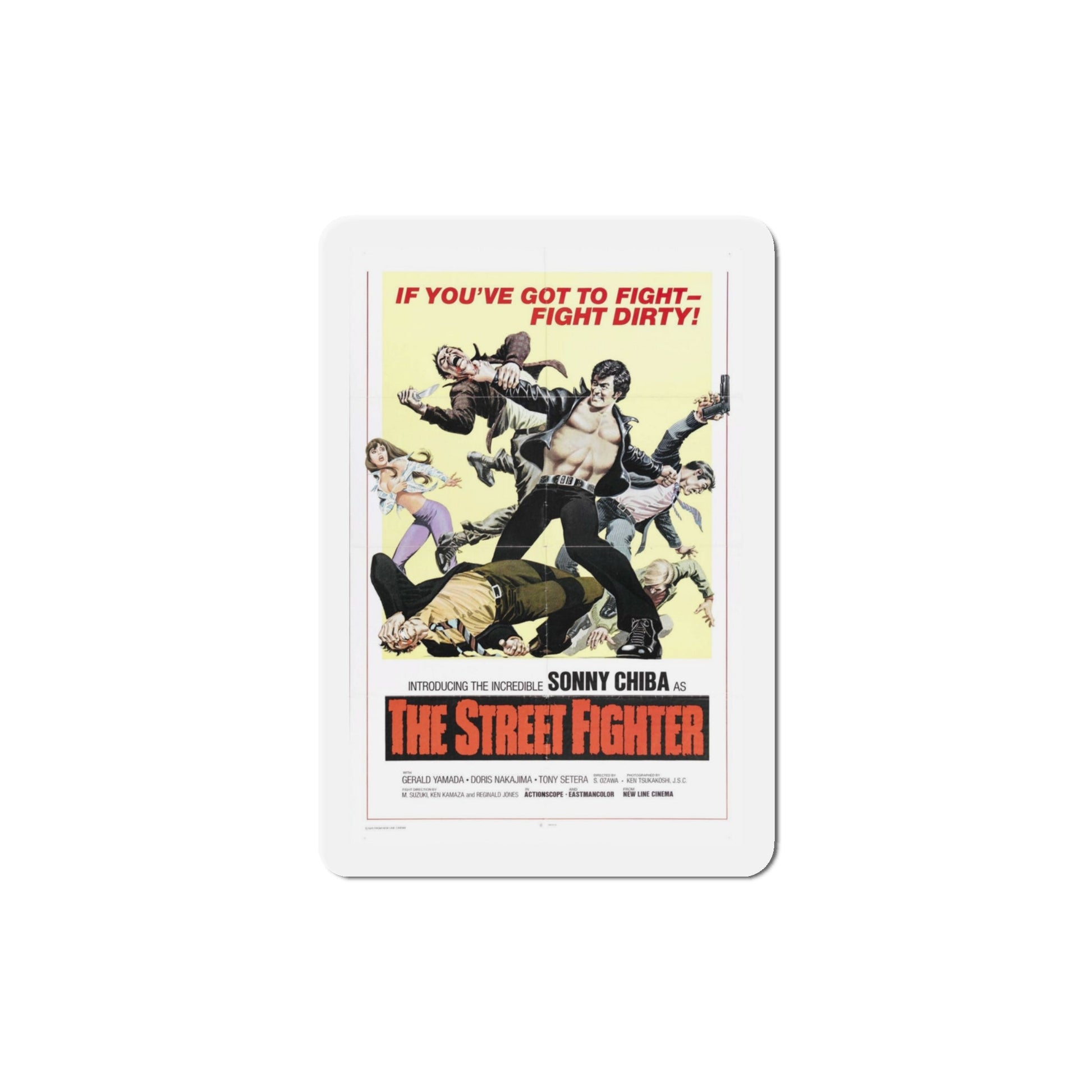 The Street Fighter 1974 Movie Poster Die-Cut Magnet-4" x 4"-The Sticker Space