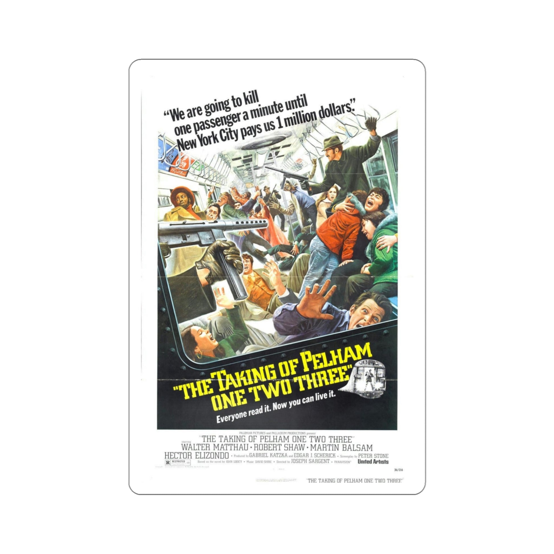 The Taking of Pelham One Two Three 1974 Movie Poster STICKER Vinyl Die-Cut Decal-4 Inch-The Sticker Space