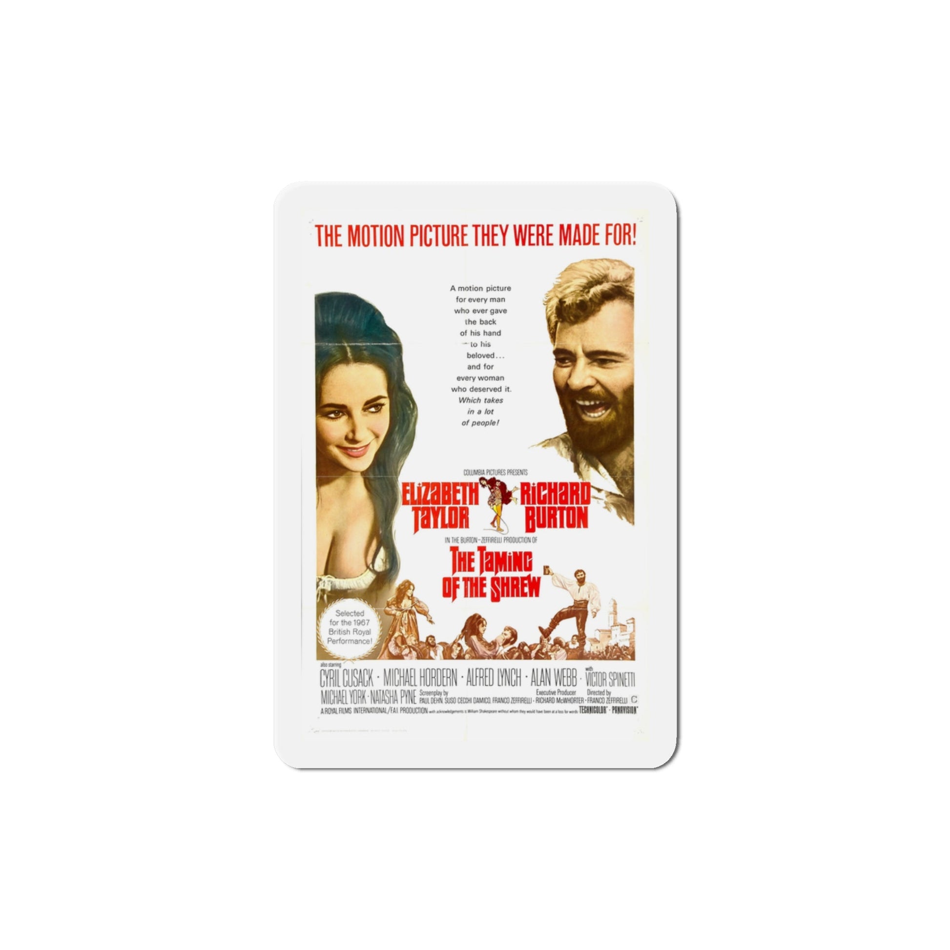 The Taming of the Shrew 1967 Movie Poster Die-Cut Magnet-3" x 3"-The Sticker Space