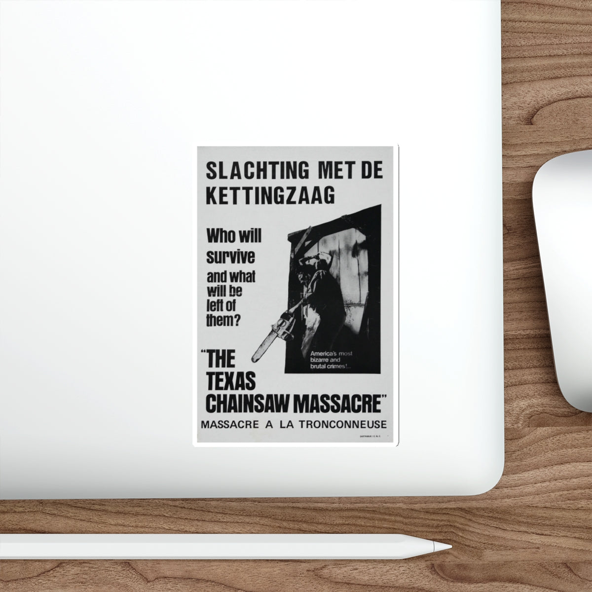 THE TEXAS CHAIN SAW MASSACRE (BELGIAN) 1974 Movie Poster STICKER Vinyl Die-Cut Decal-The Sticker Space