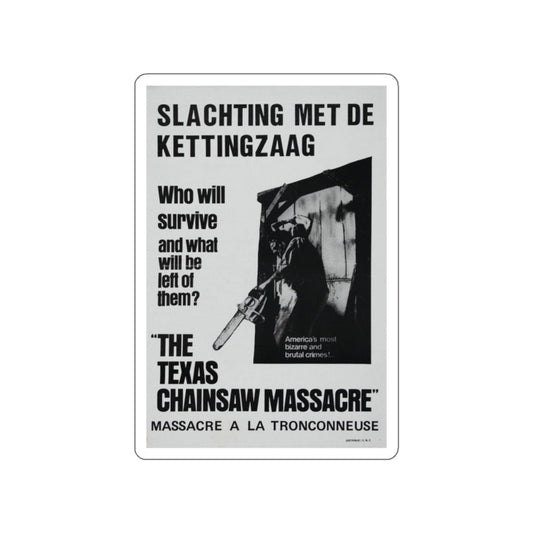 THE TEXAS CHAIN SAW MASSACRE (BELGIAN) 1974 Movie Poster STICKER Vinyl Die-Cut Decal-White-The Sticker Space