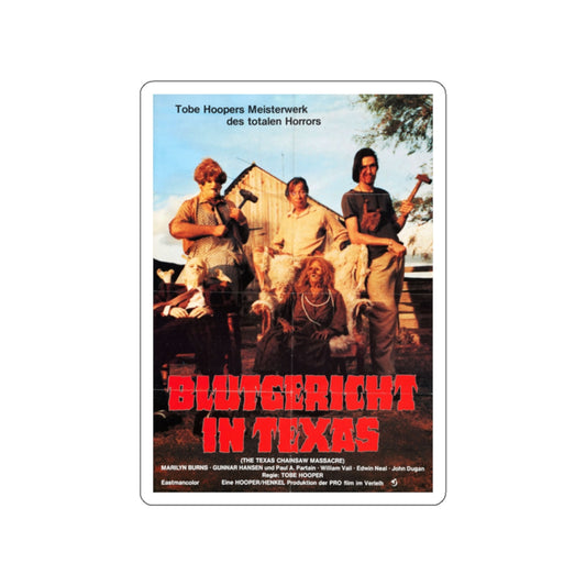 THE TEXAS CHAIN SAW MASSACRE (GERMAN) 1974 Movie Poster STICKER Vinyl Die-Cut Decal-White-The Sticker Space