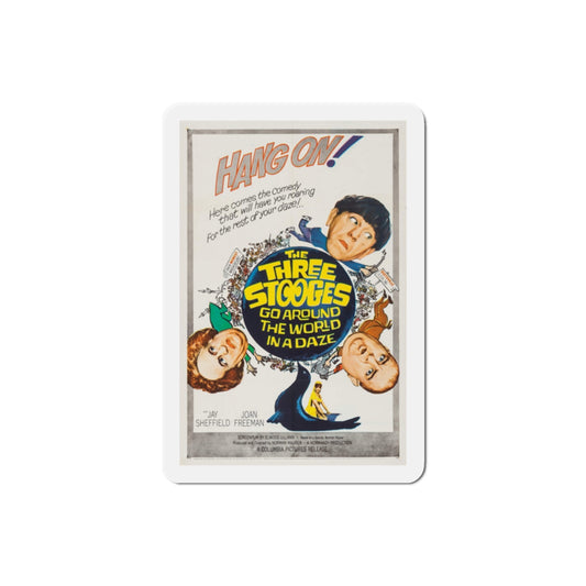 The Three Stooges Go Around the World in a Daze 1963 Movie Poster Die-Cut Magnet-2 Inch-The Sticker Space