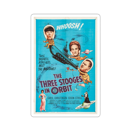 The Three Stooges in Orbit 1962 Movie Poster STICKER Vinyl Die-Cut Decal-6 Inch-The Sticker Space