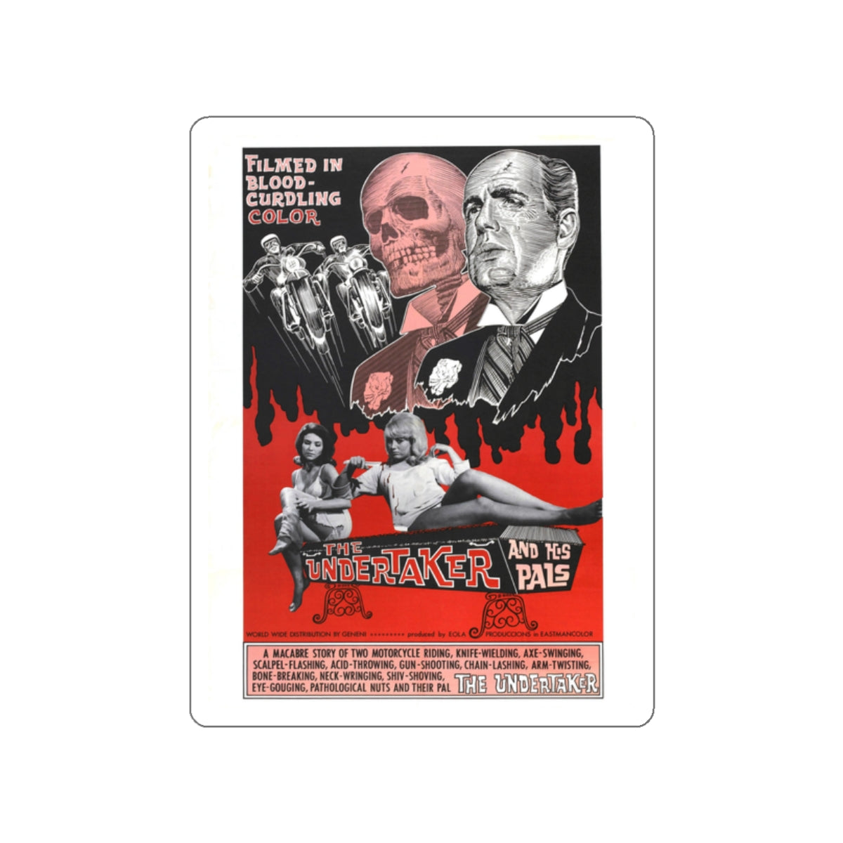 THE UNDERTAKER AND HIS PALS 1966 Movie Poster STICKER Vinyl Die-Cut Decal-White-The Sticker Space