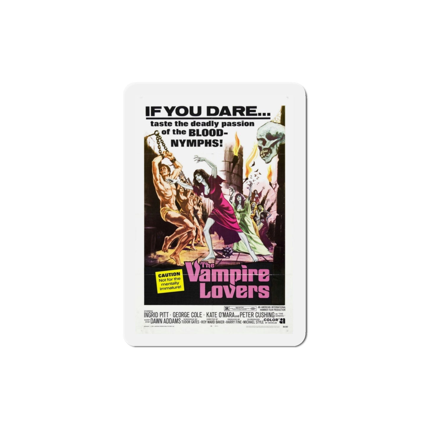 The Vampire Lovers 1970 Movie Poster Die-Cut Magnet-3" x 3"-The Sticker Space