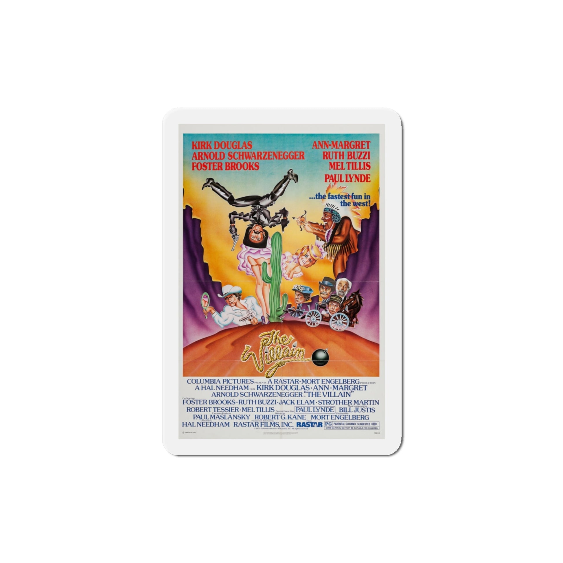 The Villain 1979 Movie Poster Die-Cut Magnet-3" x 3"-The Sticker Space