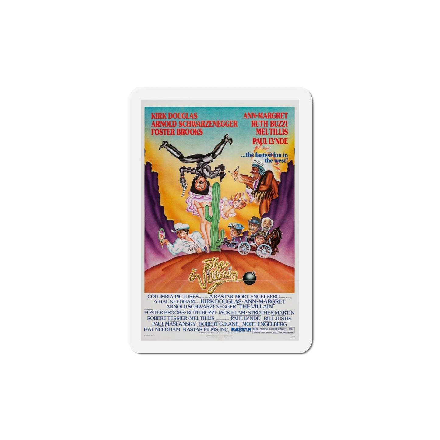 The Villain 1979 Movie Poster Die-Cut Magnet-4" x 4"-The Sticker Space