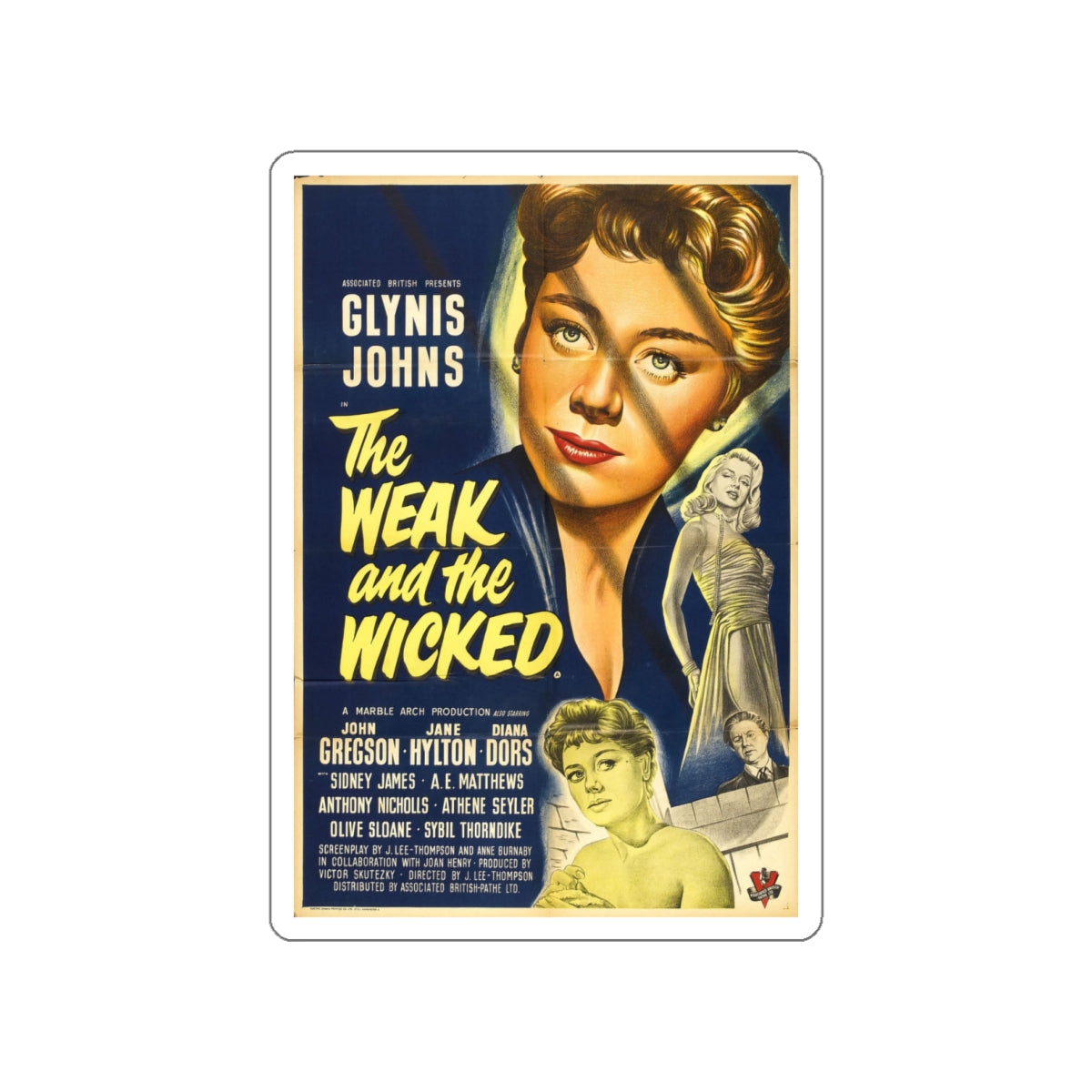 THE WEAK AND THE WICKED (2) 1954 Movie Poster STICKER Vinyl Die-Cut Decal-White-The Sticker Space