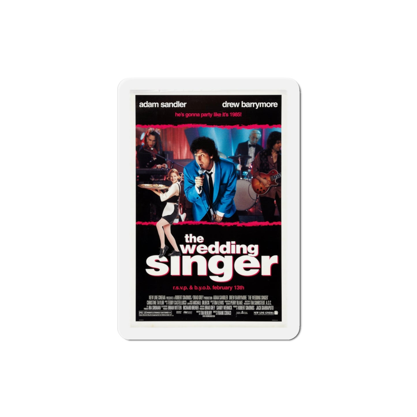 The Wedding Singer 1998 Movie Poster Die-Cut Magnet-3" x 3"-The Sticker Space