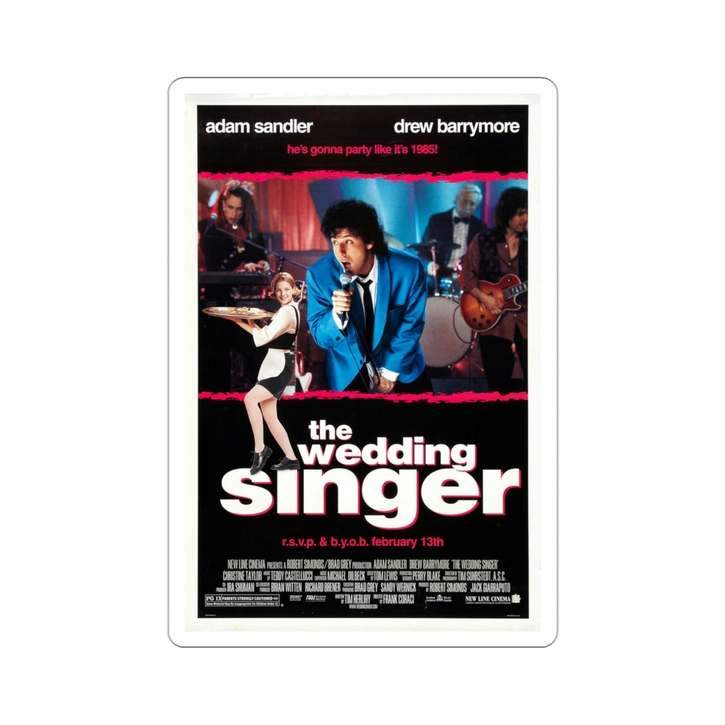 The Wedding Singer 1998 Movie Poster STICKER Vinyl Die-Cut Decal-3 Inch-The Sticker Space