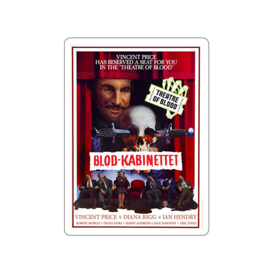 THEATRE OF BLOOD (DANISH) 1973 Movie Poster STICKER Vinyl Die-Cut Decal-White-The Sticker Space