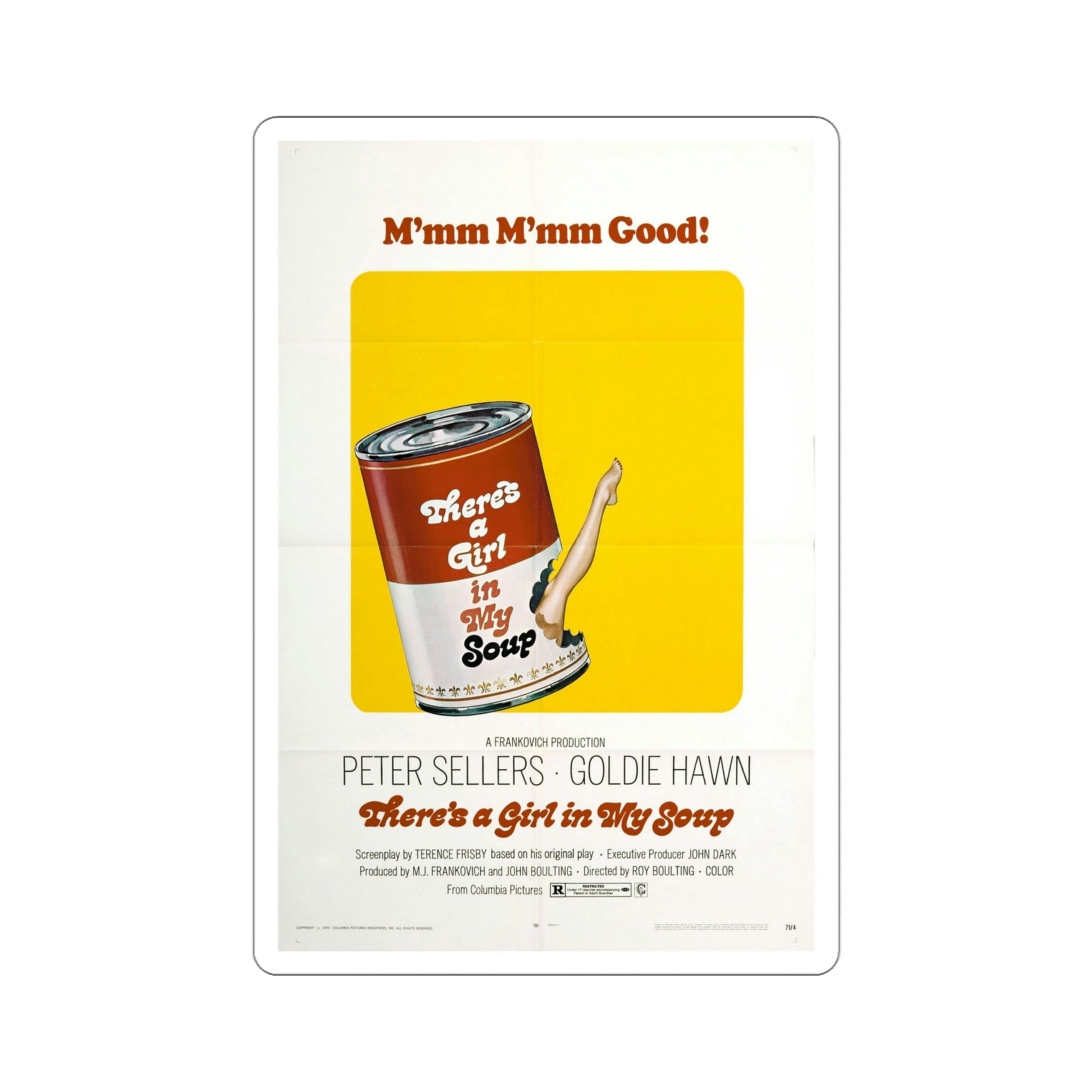 There's a Girl in My Soup 1970 Movie Poster STICKER Vinyl Die-Cut Decal-4 Inch-The Sticker Space