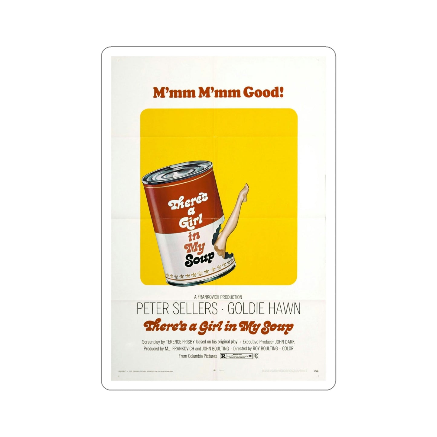 There's a Girl in My Soup 1970 Movie Poster STICKER Vinyl Die-Cut Decal-5 Inch-The Sticker Space