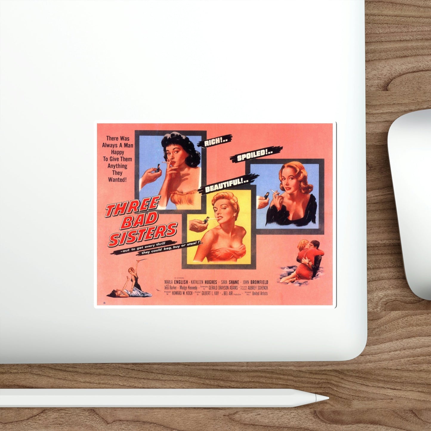 Three Bad Sisters 1956 Movie Poster STICKER Vinyl Die-Cut Decal-The Sticker Space
