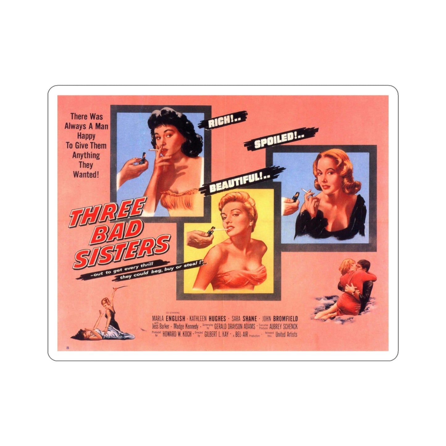 Three Bad Sisters 1956 Movie Poster STICKER Vinyl Die-Cut Decal-3 Inch-The Sticker Space