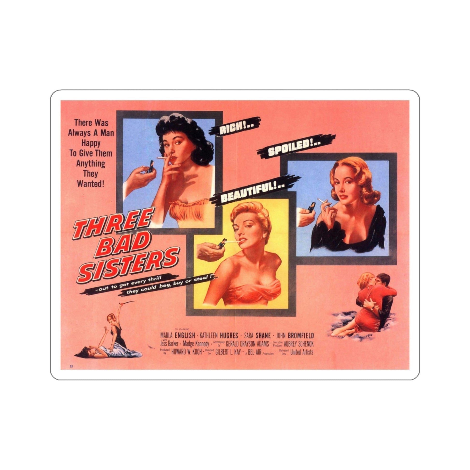 Three Bad Sisters 1956 Movie Poster STICKER Vinyl Die-Cut Decal-4 Inch-The Sticker Space