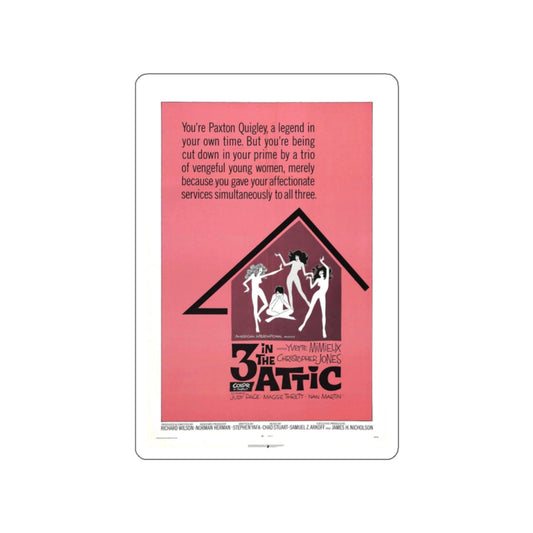 THREE IN THE ATTIC 1968 Movie Poster STICKER Vinyl Die-Cut Decal-White-The Sticker Space