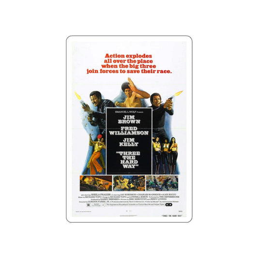 THREE THE HARD WAY 1974 Movie Poster STICKER Vinyl Die-Cut Decal-White-The Sticker Space