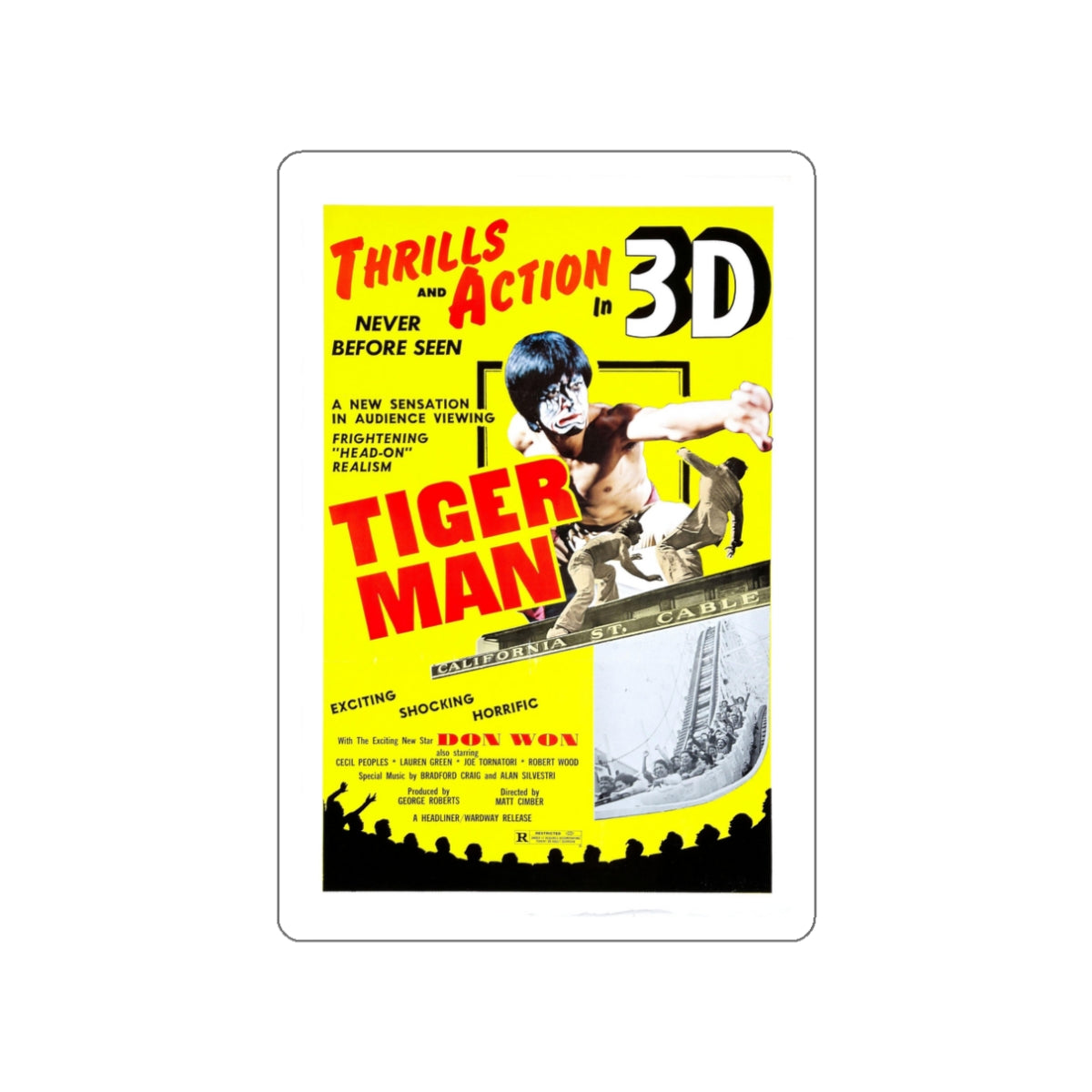TIGER MAN 1983 Movie Poster STICKER Vinyl Die-Cut Decal-White-The Sticker Space