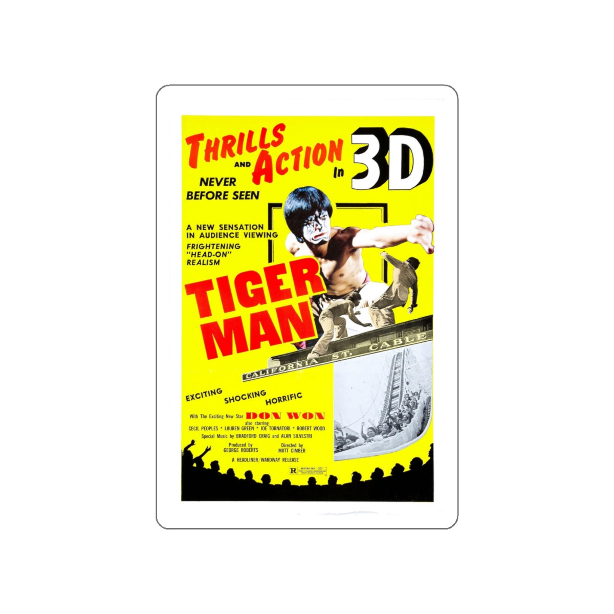 TIGER MAN 1983 Movie Poster STICKER Vinyl Die-Cut Decal-White-The Sticker Space