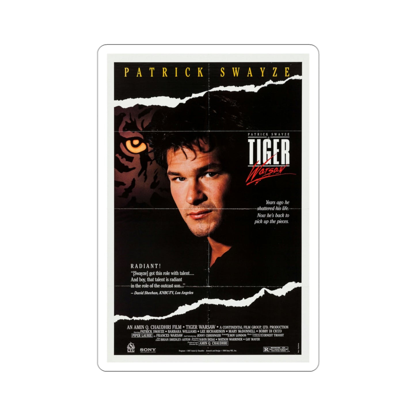 Tiger Warsaw 1988 Movie Poster STICKER Vinyl Die-Cut Decal-3 Inch-The Sticker Space