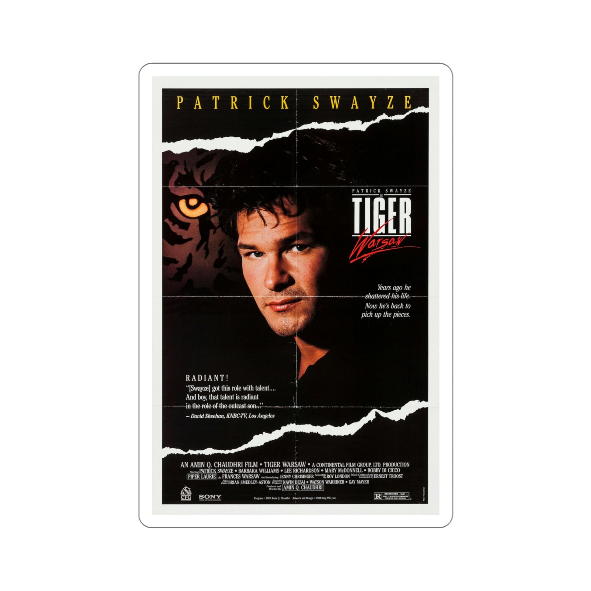 Tiger Warsaw 1988 Movie Poster STICKER Vinyl Die-Cut Decal-4 Inch-The Sticker Space