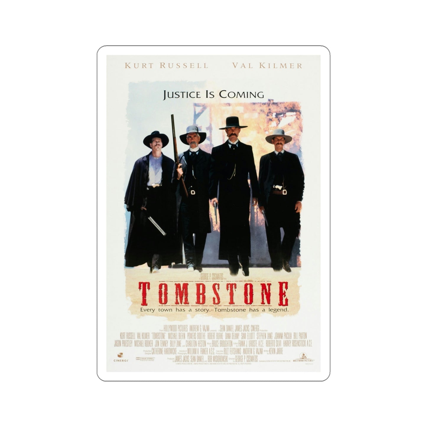 Tombstone 1993 Movie Poster STICKER Vinyl Die-Cut Decal-5 Inch-The Sticker Space