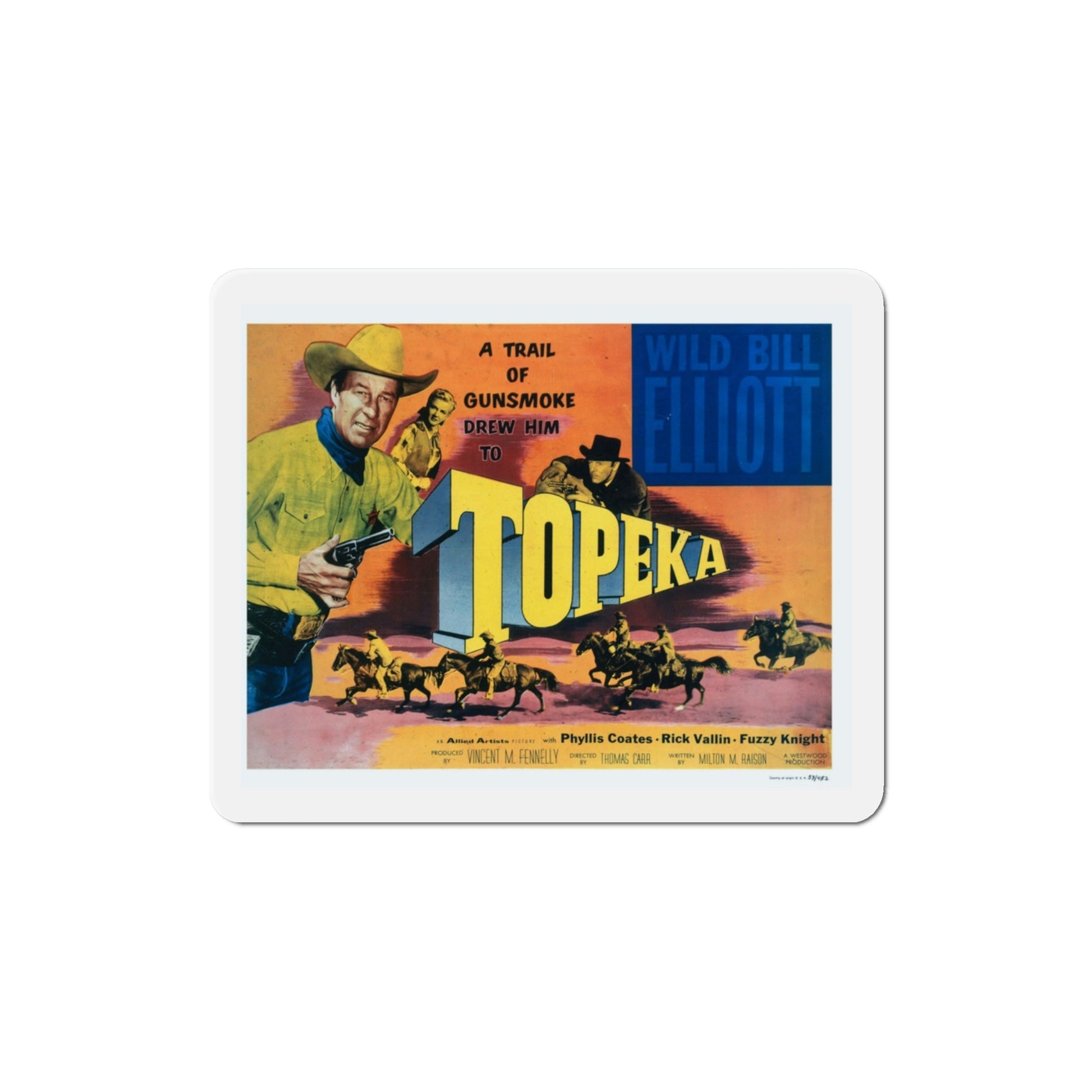 Topeka 1953 Movie Poster Die-Cut Magnet-3 Inch-The Sticker Space
