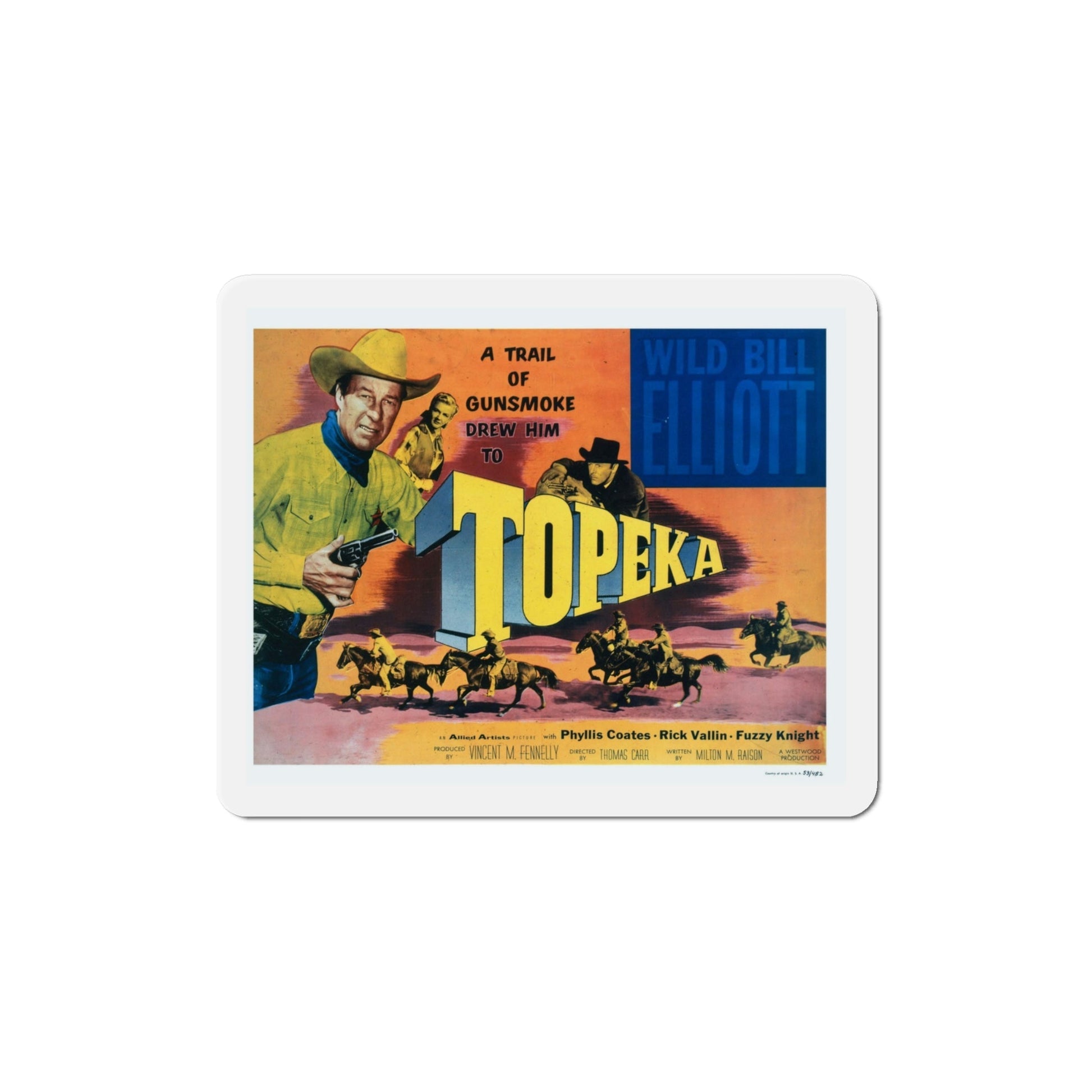 Topeka 1953 Movie Poster Die-Cut Magnet-4 Inch-The Sticker Space