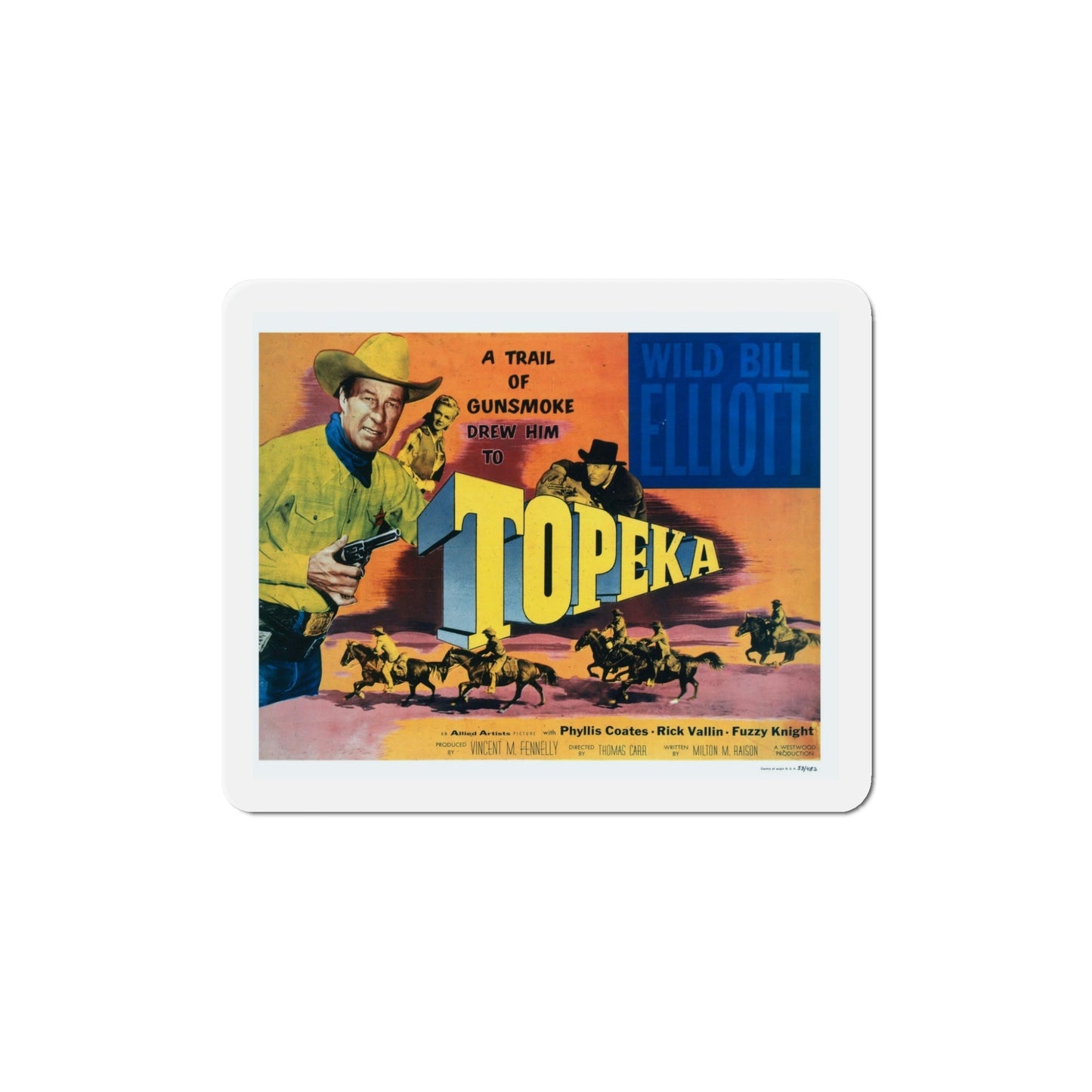 Topeka 1953 Movie Poster Die-Cut Magnet-5 Inch-The Sticker Space