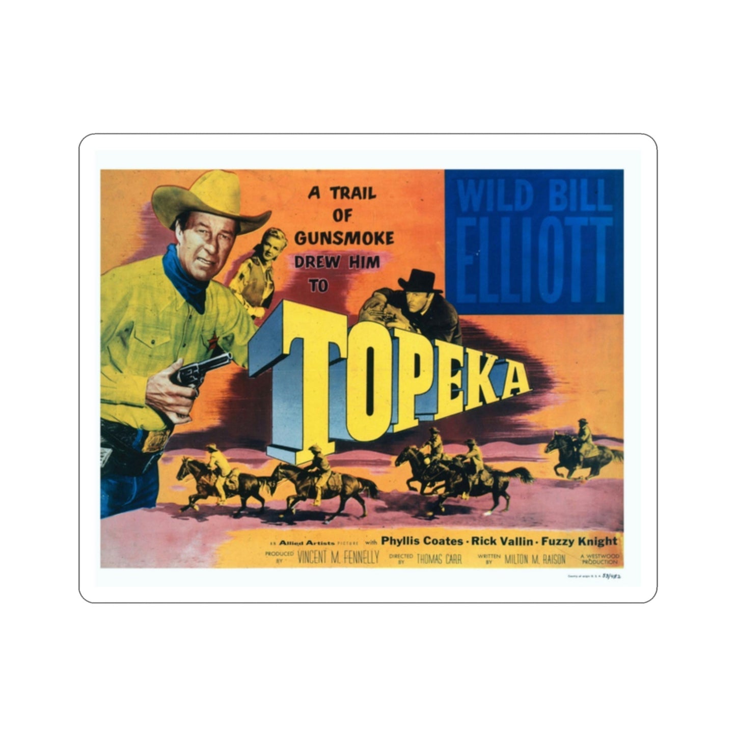 Topeka 1953 Movie Poster STICKER Vinyl Die-Cut Decal-2 Inch-The Sticker Space