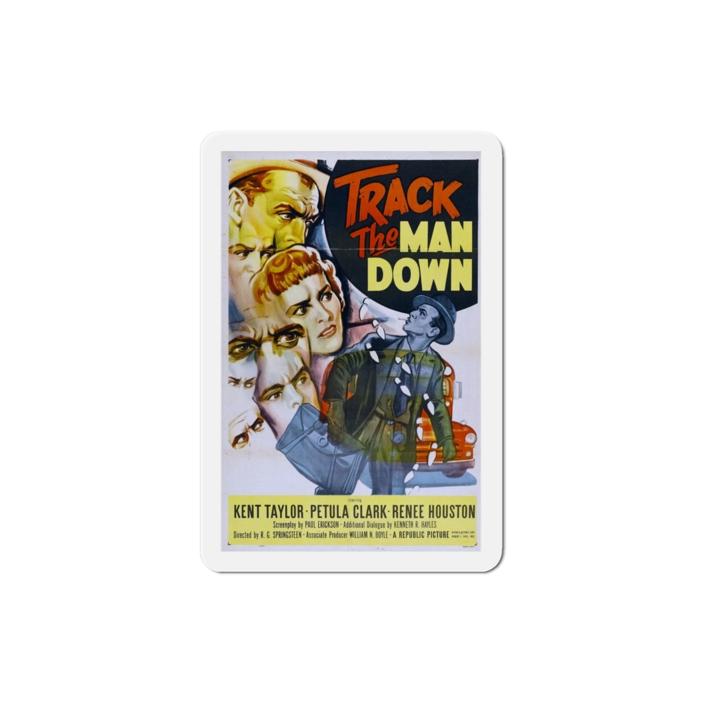 Track the Man Down 1955 Movie Poster Die-Cut Magnet-3 Inch-The Sticker Space