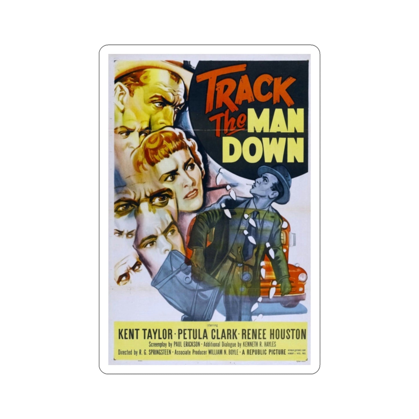 Track the Man Down 1955 Movie Poster STICKER Vinyl Die-Cut Decal-2 Inch-The Sticker Space