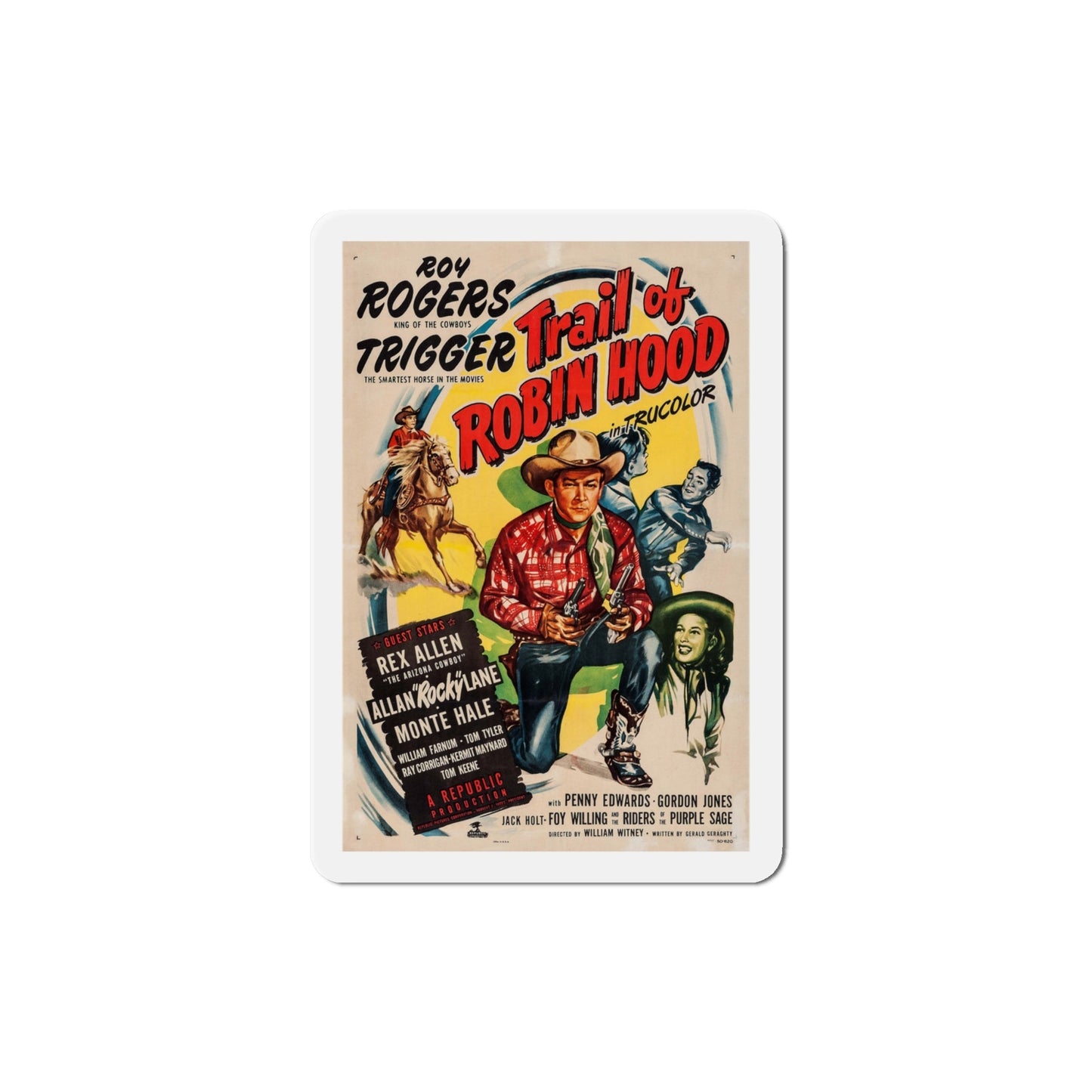 Trail of Robin Hood 1950 Movie Poster Die-Cut Magnet-4 Inch-The Sticker Space