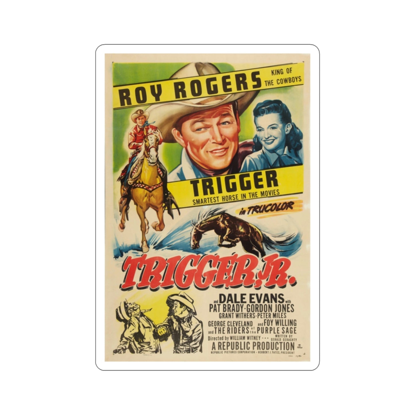 Trigger Jr 1950 Movie Poster STICKER Vinyl Die-Cut Decal-2 Inch-The Sticker Space