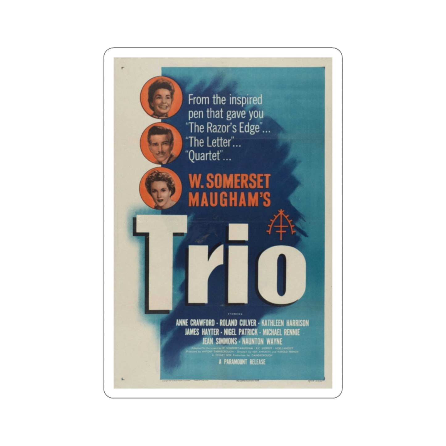 Trio 1950 Movie Poster STICKER Vinyl Die-Cut Decal-2 Inch-The Sticker Space