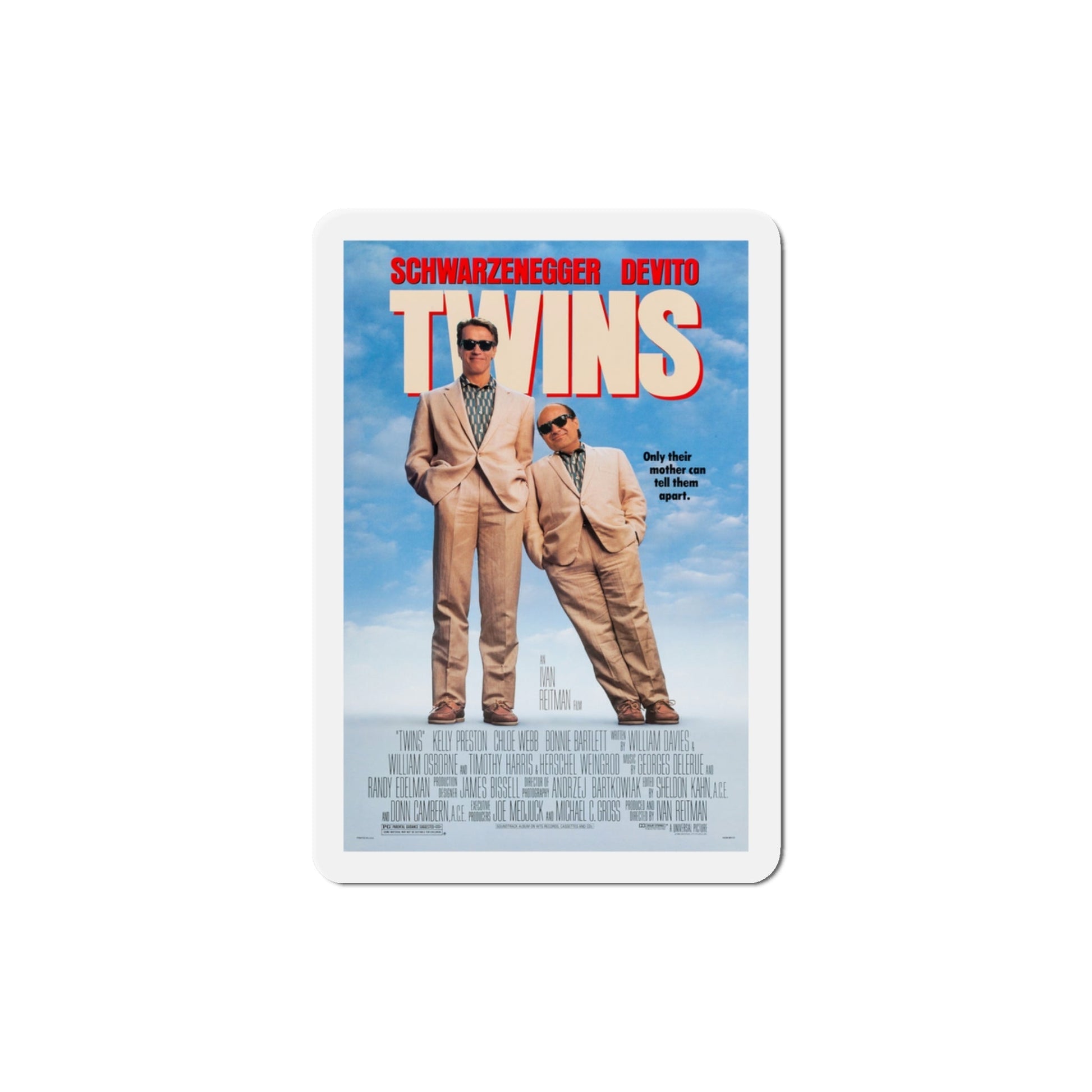 Twins 1988 Movie Poster Die-Cut Magnet-3" x 3"-The Sticker Space