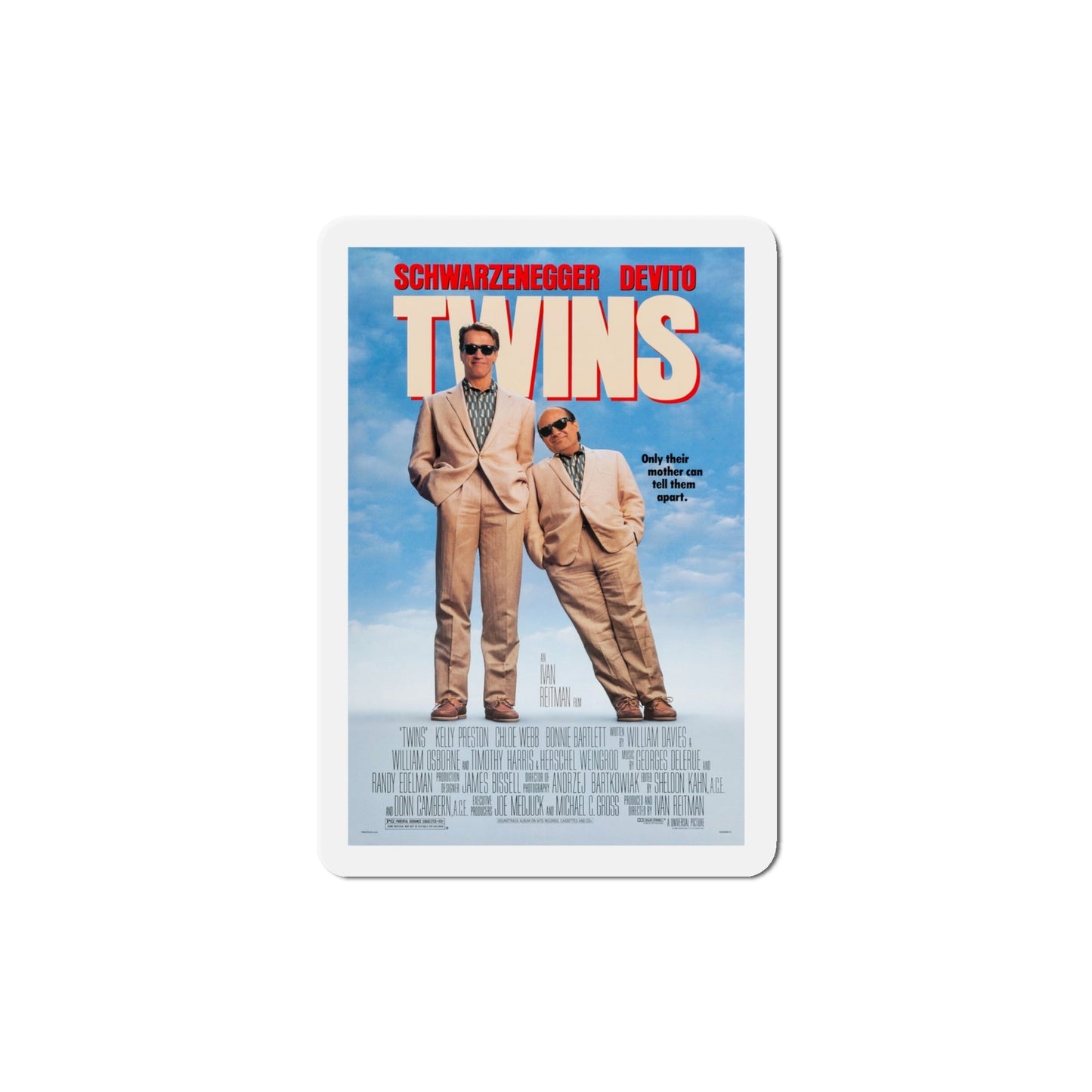 Twins 1988 Movie Poster Die-Cut Magnet-4" x 4"-The Sticker Space