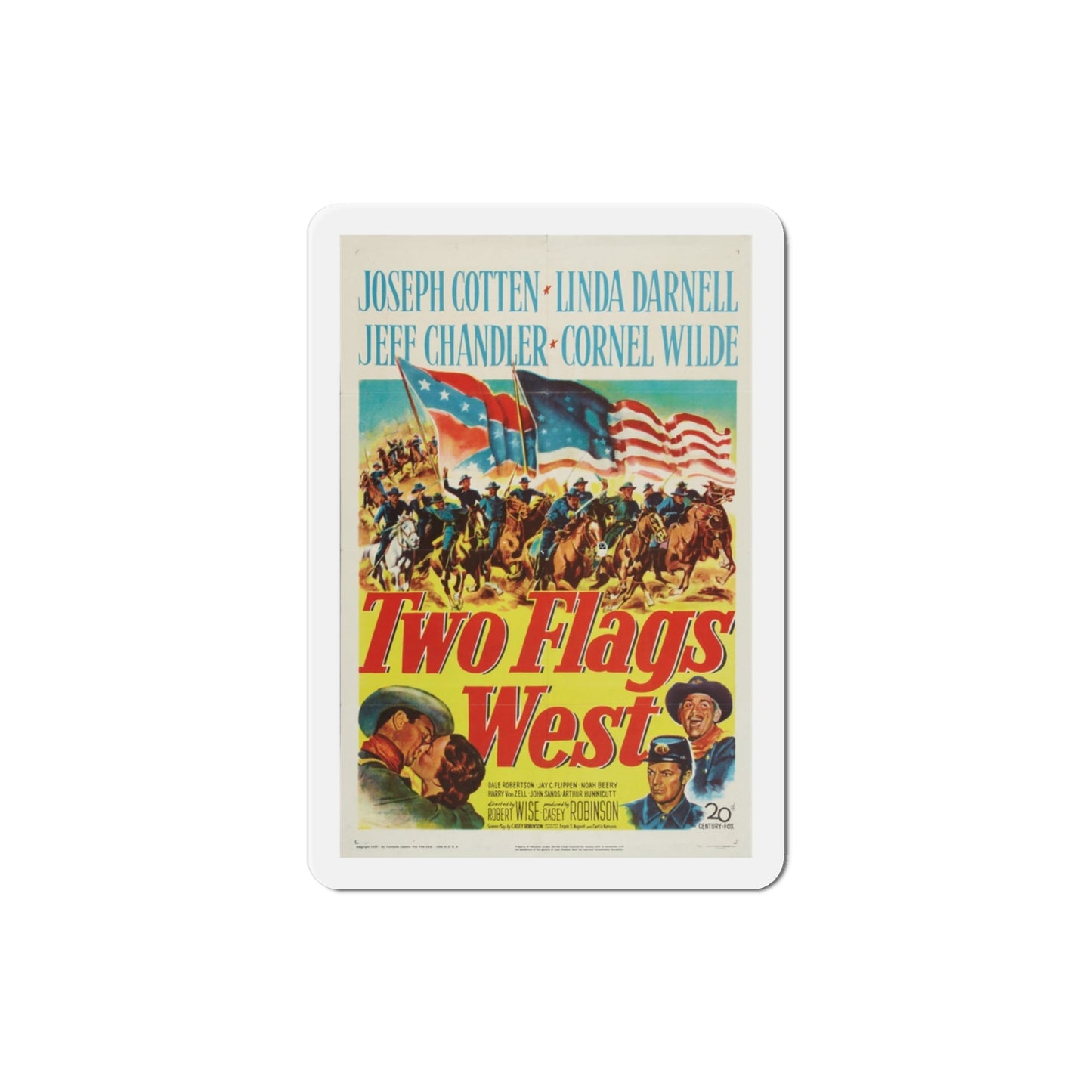 Two Flags West 1950 Movie Poster Die-Cut Magnet-3 Inch-The Sticker Space
