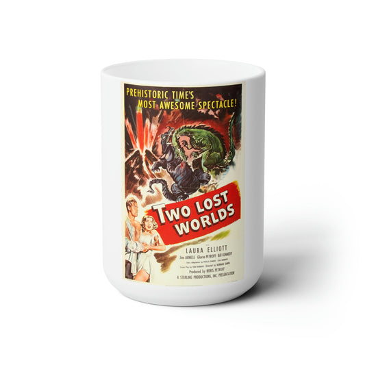TWO LOST WORLDS 1951 Movie Poster - White Coffee Cup 15oz-15oz-The Sticker Space