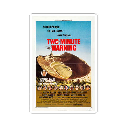 Two Minute Warning 1976 Movie Poster STICKER Vinyl Die-Cut Decal-2 Inch-The Sticker Space