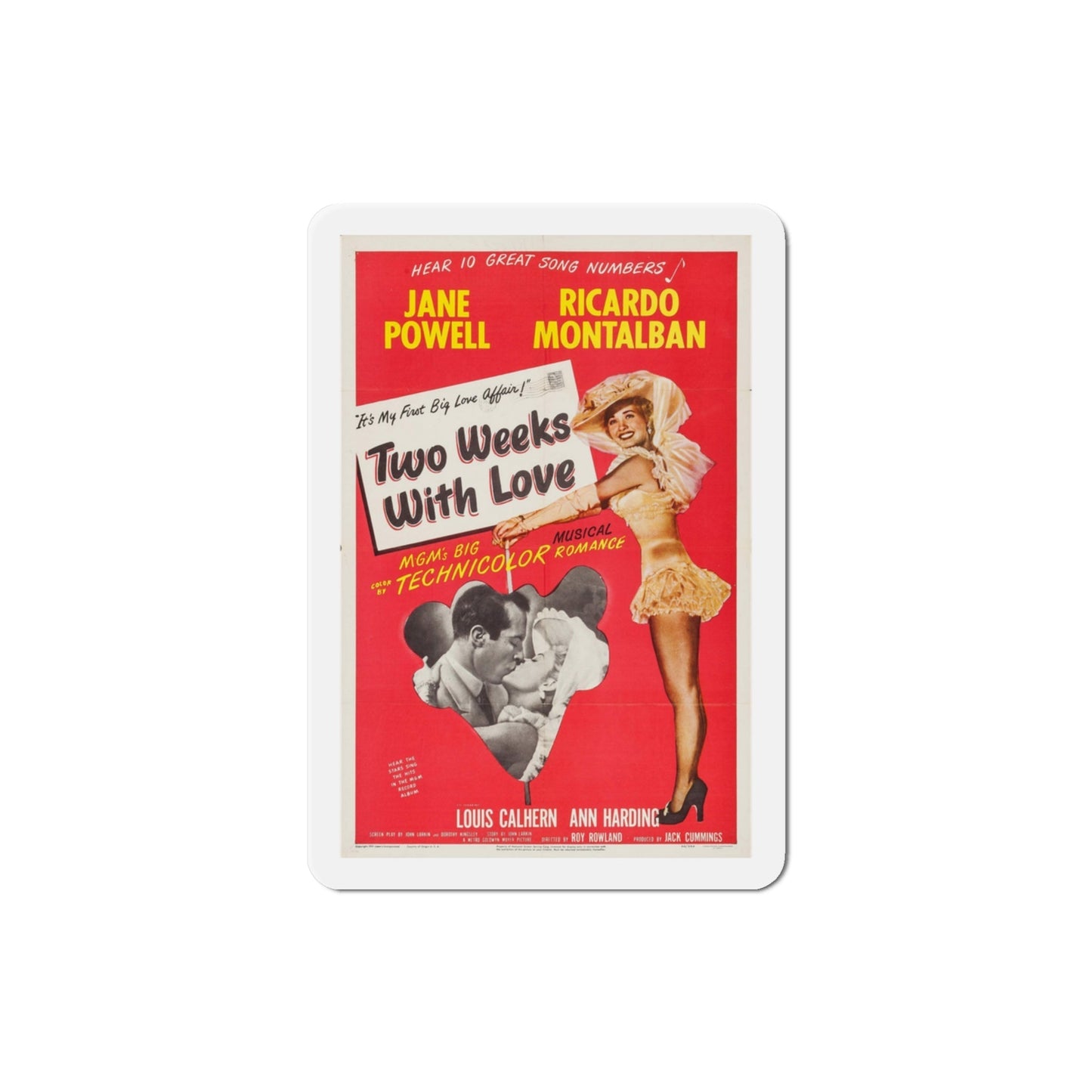 Two Weeks with Love 1950 Movie Poster Die-Cut Magnet-3 Inch-The Sticker Space