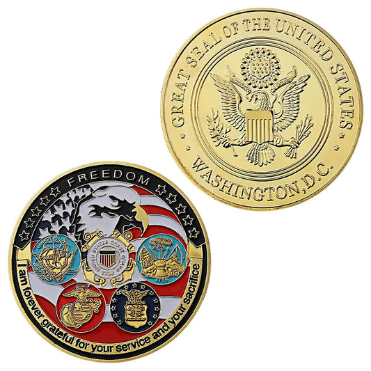 U.S. Armed Forces Great Seal of The United States - Gold Plated Challenge Coin-The Sticker Space