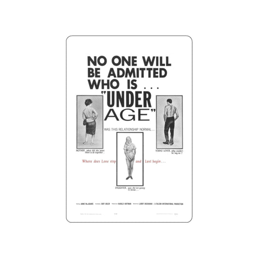 UNDER AGE 1964 Movie Poster STICKER Vinyl Die-Cut Decal-White-The Sticker Space