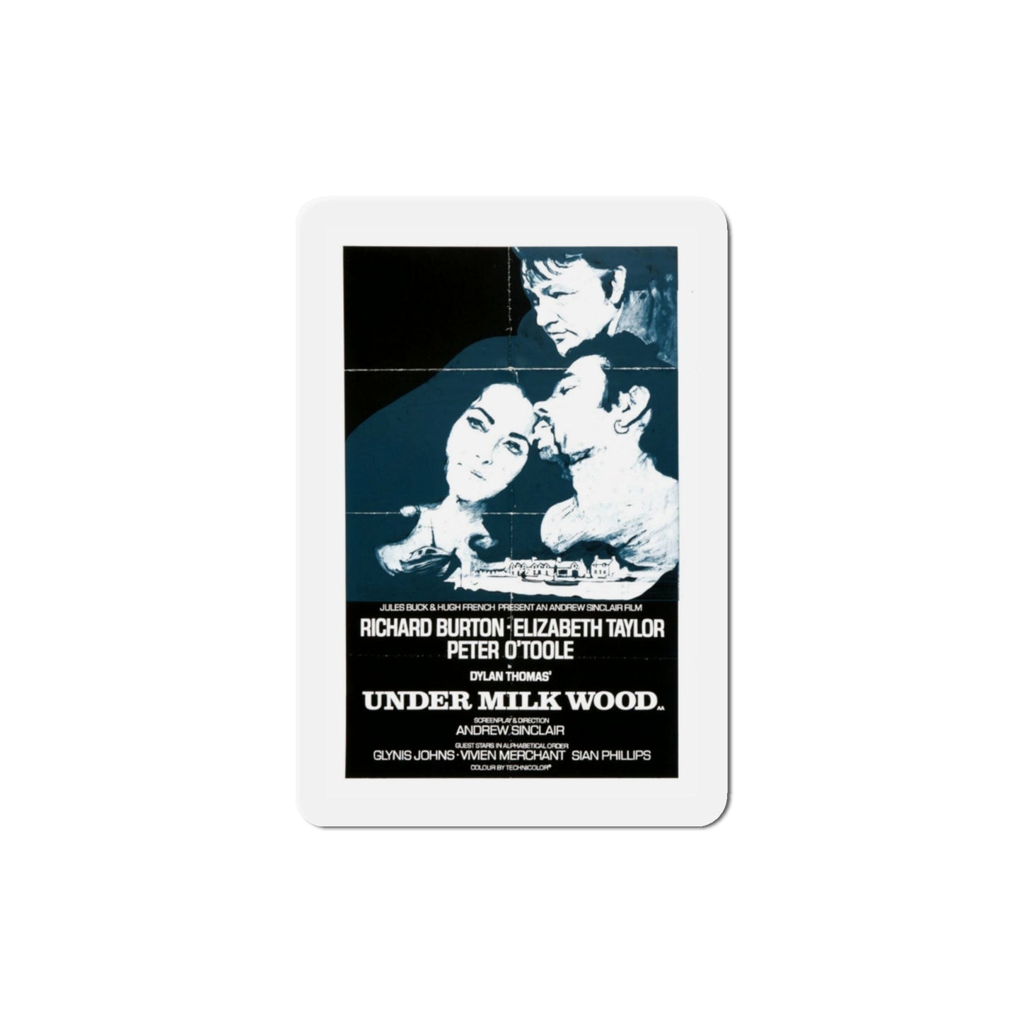 Under Milk Wood 1972 Movie Poster Die-Cut Magnet-3" x 3"-The Sticker Space