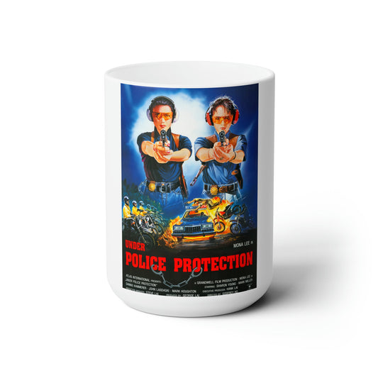 UNDER POLICE PROTECTION 1989 Movie Poster - White Coffee Cup 15oz-15oz-The Sticker Space