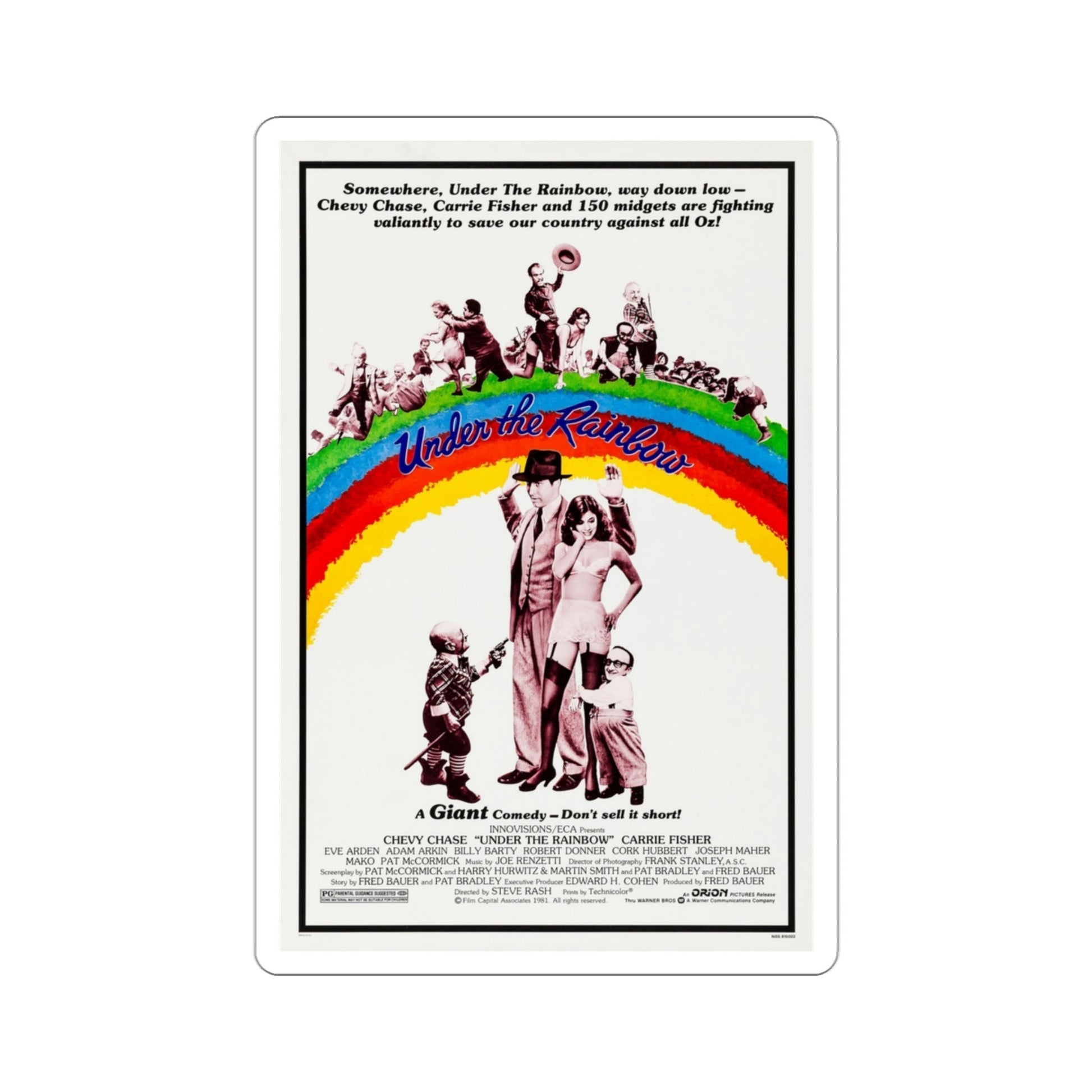 Under the Rainbow 1981 Movie Poster STICKER Vinyl Die-Cut Decal-3 Inch-The Sticker Space