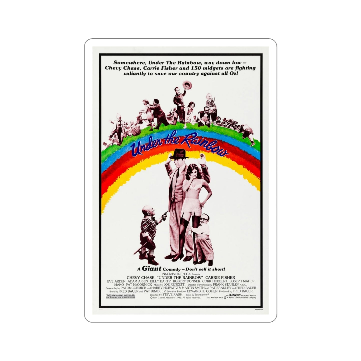Under the Rainbow 1981 Movie Poster STICKER Vinyl Die-Cut Decal-4 Inch-The Sticker Space