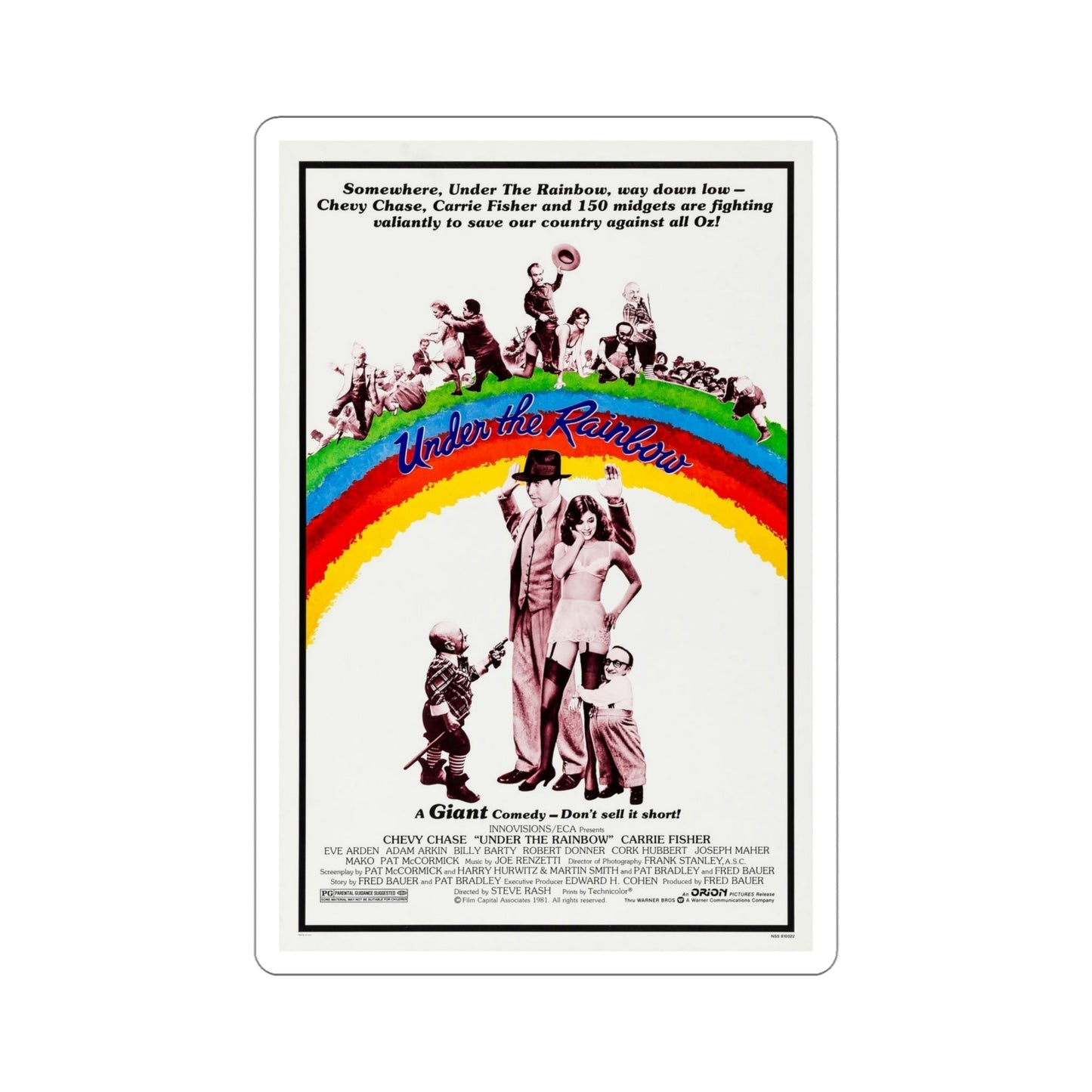 Under the Rainbow 1981 Movie Poster STICKER Vinyl Die-Cut Decal-5 Inch-The Sticker Space
